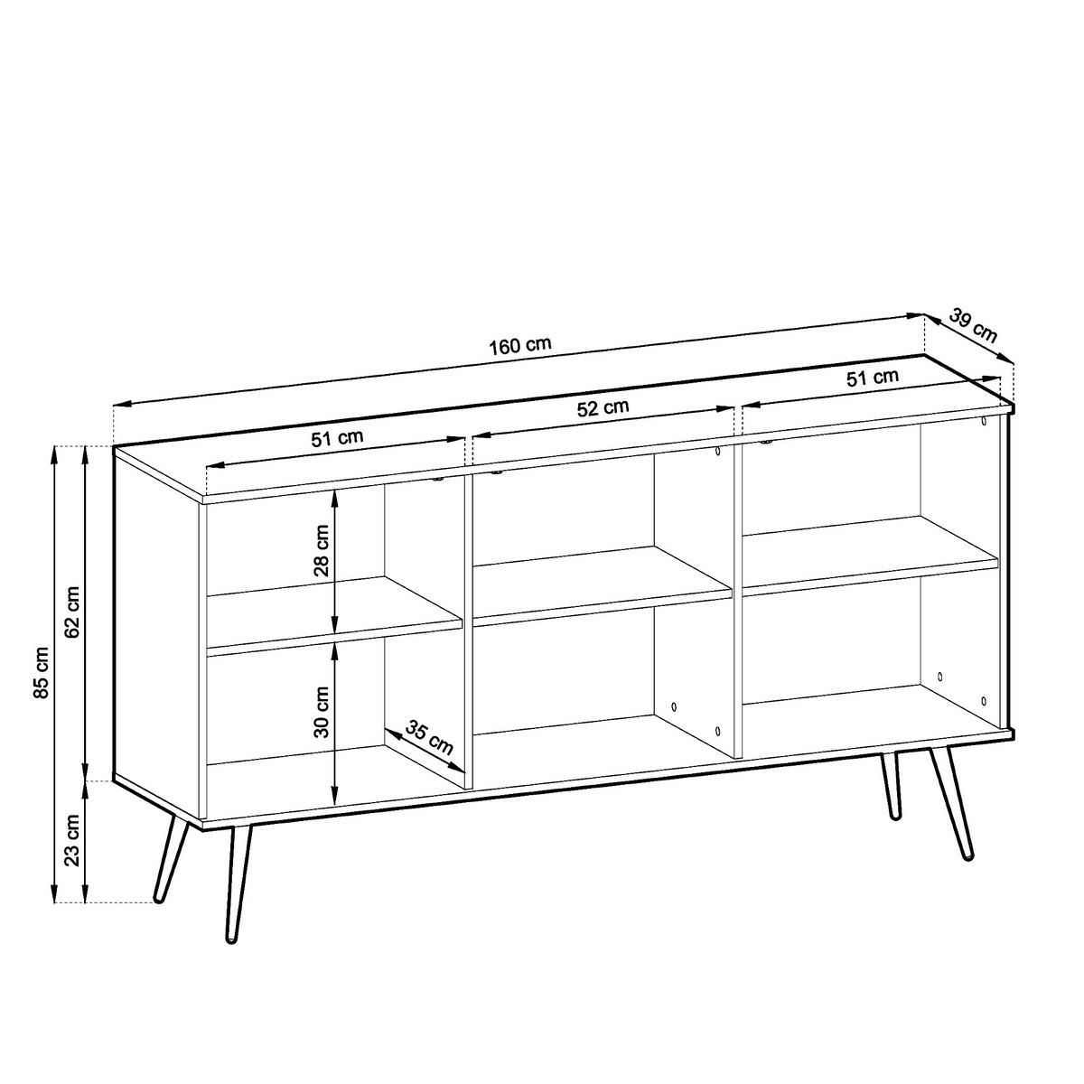SIDEBOARD BANFF KOM1-3D Goldene Metallbeine, Beige - Beige, Holzwerkstoff/Kunststoff (160/85/39cm) - Komodee