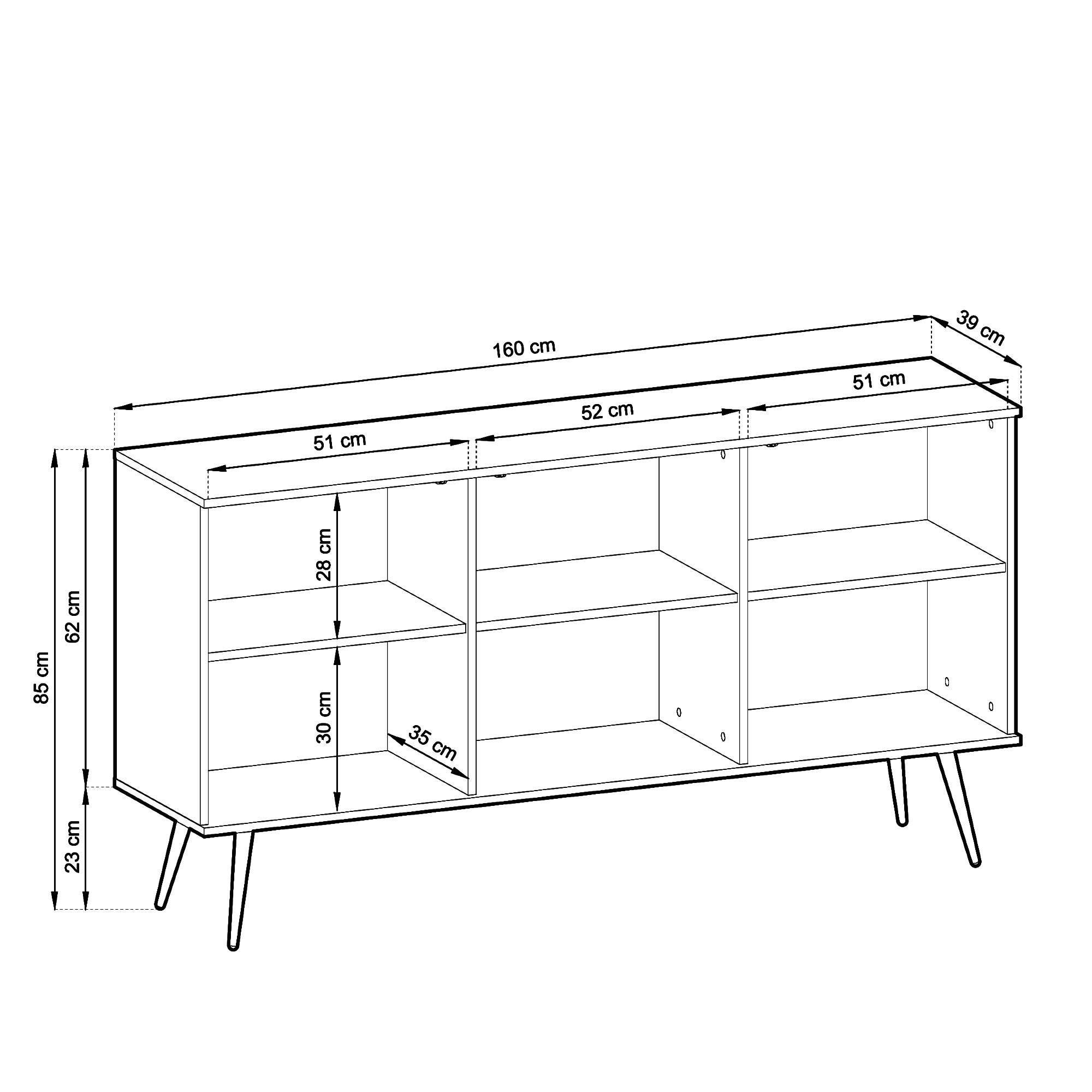 Thumbnail - Komodee Sideboard, Schwarz, Kunststoff, 3 Fächer, 160x85x39 cm, Wohnzimmer, Kommoden & Sideboards, Sideboards