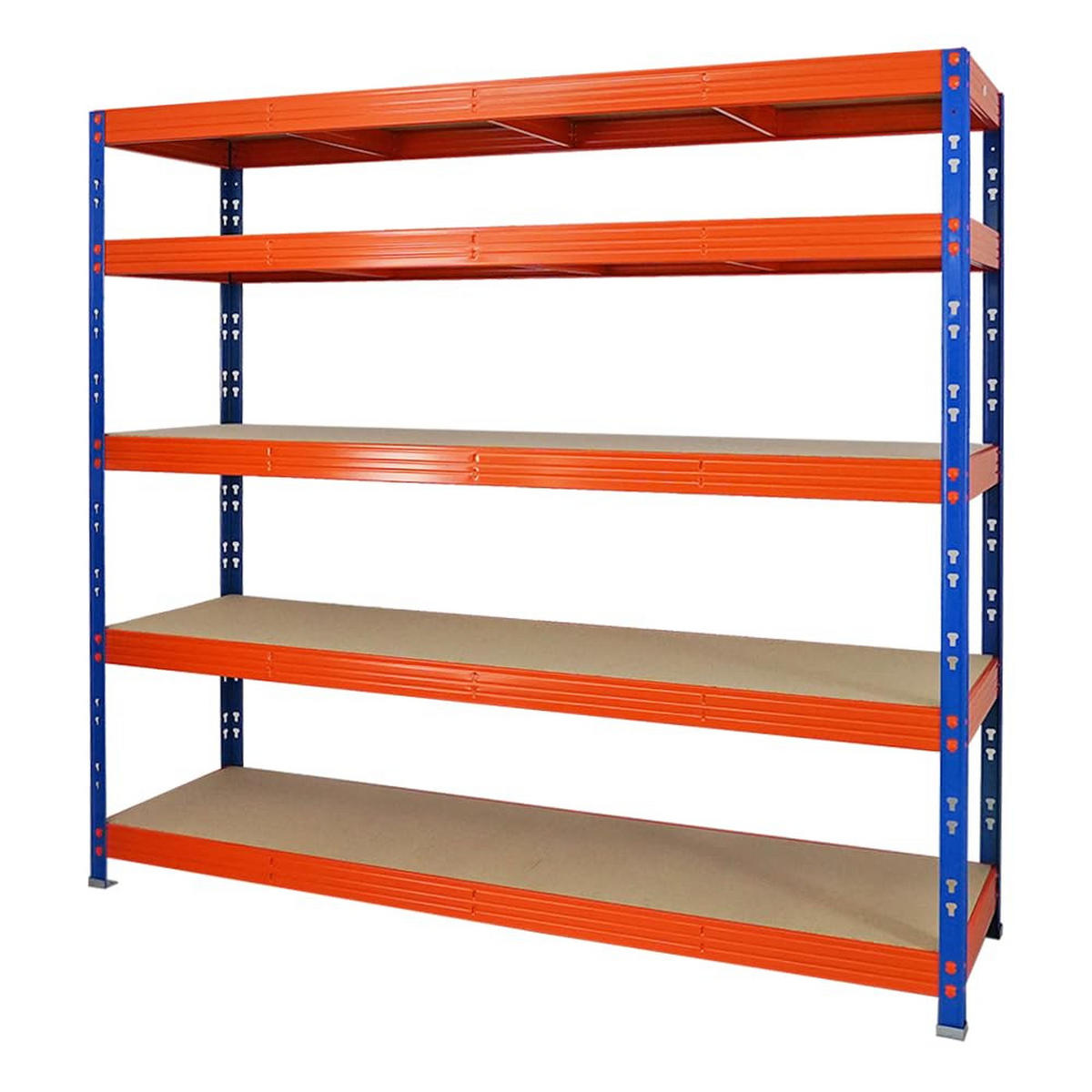 SCHWERLASTREGAL Rhino 180x200x60 cm 5 Spanplatten-Ebenen 8mm Fachlast 500 kg Blau/Orange - Blau/Orange, Metall (200/180/60cm) - PROREGAL