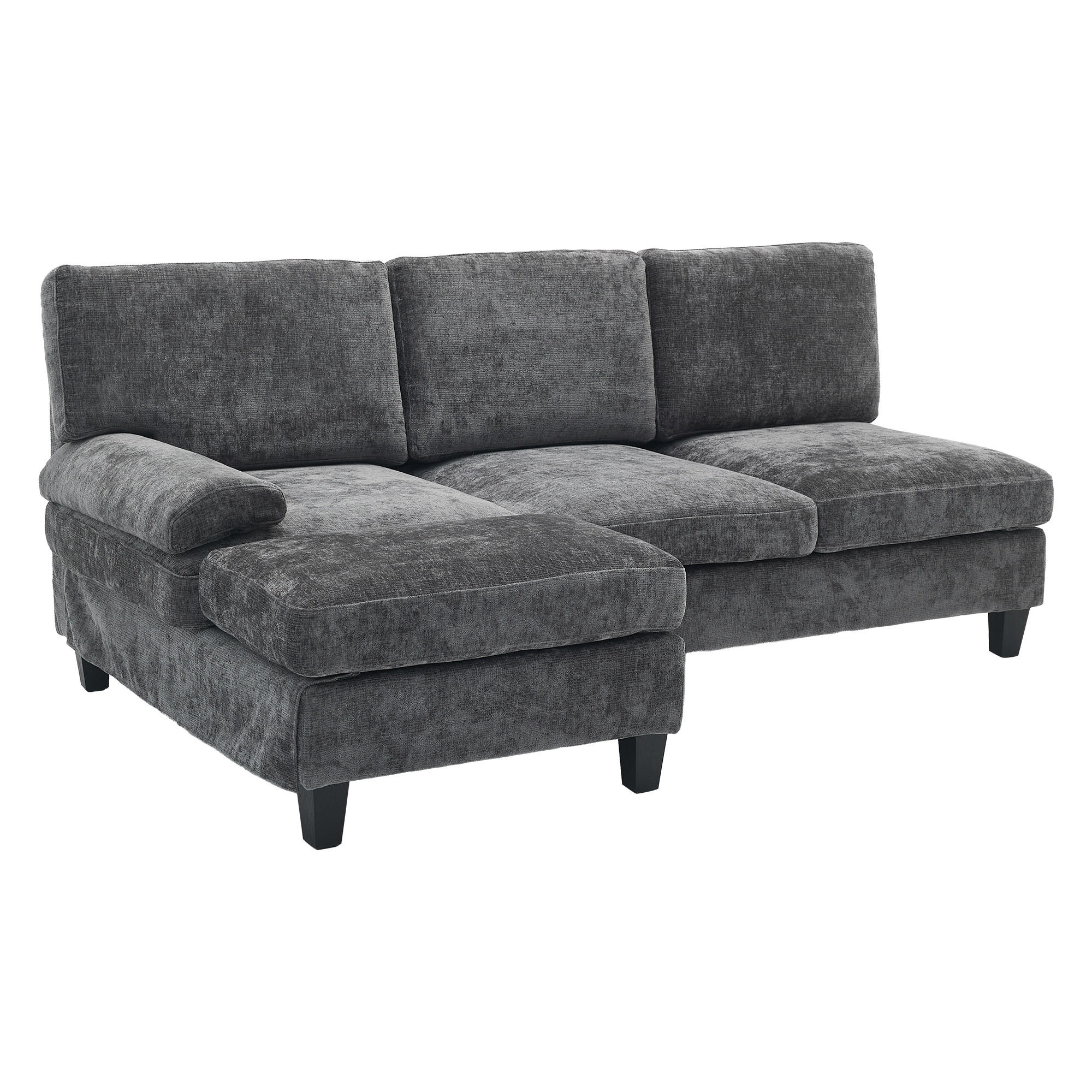 ECKSOFA L-Form, Stoff mit Schlaffunktion, 194/118/81 cm, Grau - Grau, Textil (118/194cm) - Redom