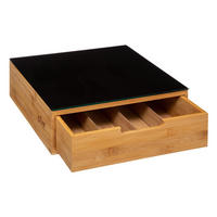 KAFFEEKAPSEL-REGAL mit Schublade, Holz mit Glasplatte - Schwarz, Holz - 5five Simply Smart