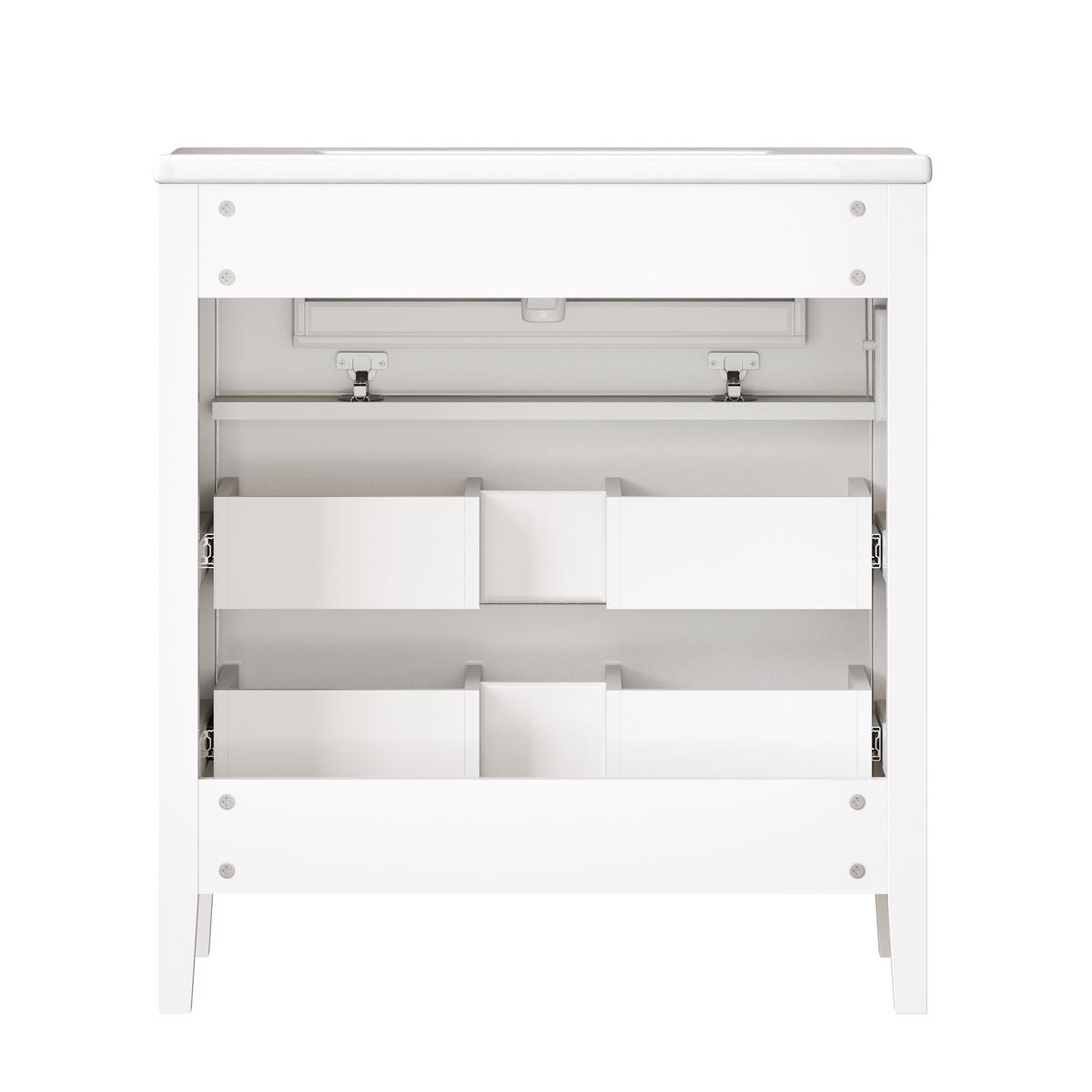 WASCHTISCHKOMBI Weiß 81×46,5×86,5 cm freistehend mit Keramikwaschbecken, 3 Schubladen und Soft-Close aus Holzwerkstoff - Weiß, Holzwerkstoff (81/86.5/46.5cm) - Luhomfu