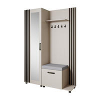 GARDEROBENSCHRANK Livia mit Aufhängern und Spiegel, Kaschmir, Schwarz, rechts - Kaschmir/Schwarz, Holzwerkstoff (137/207/42cm) - Beautysofa