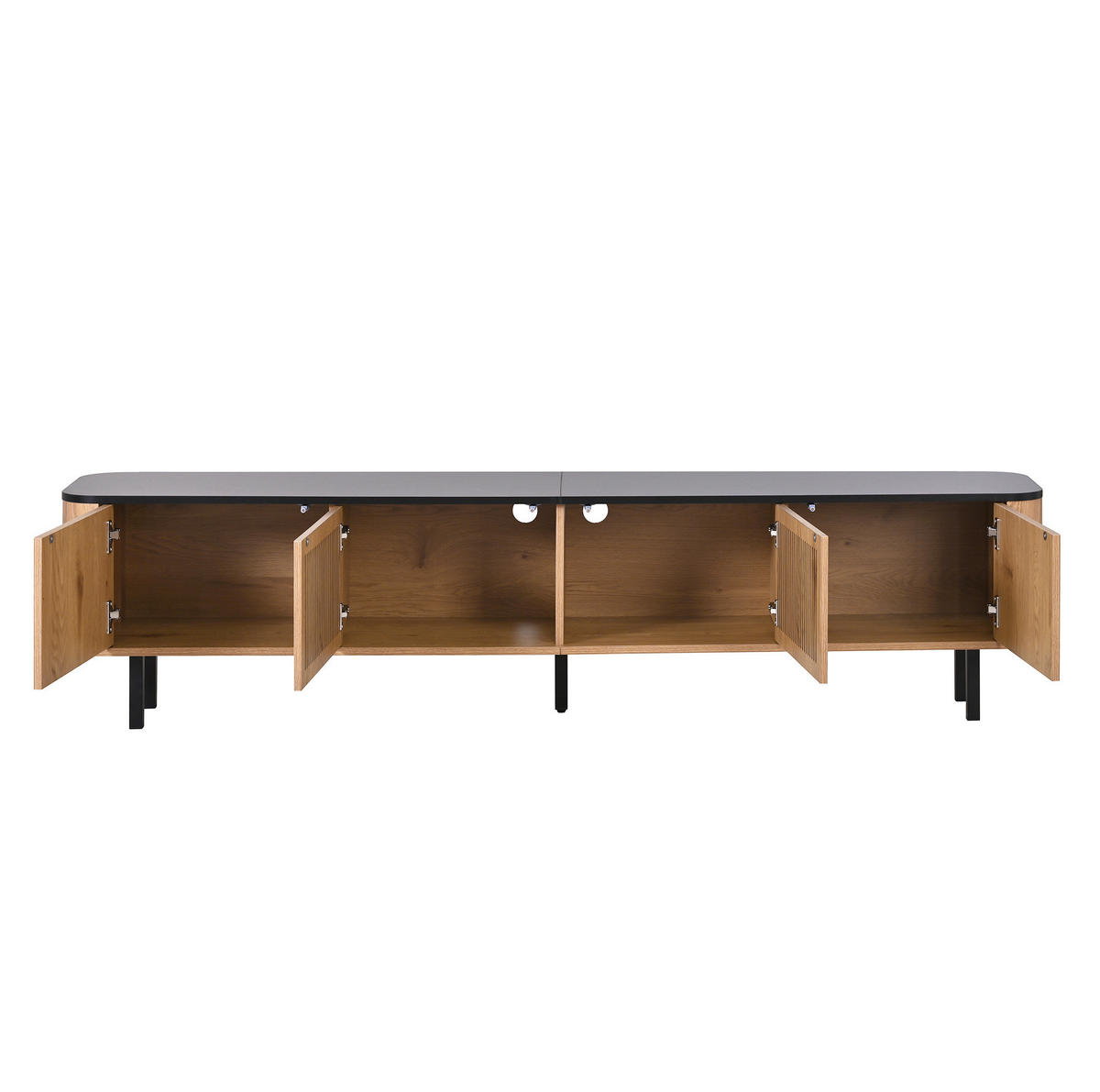 TV-LOWBOARD aus MDF und Spanplatte 190x35x45 cm Eichenholzfarbe mit Gittertüren und Stauraum - Braun, Holzwerkstoff (190/45/35cm) - IVMEU