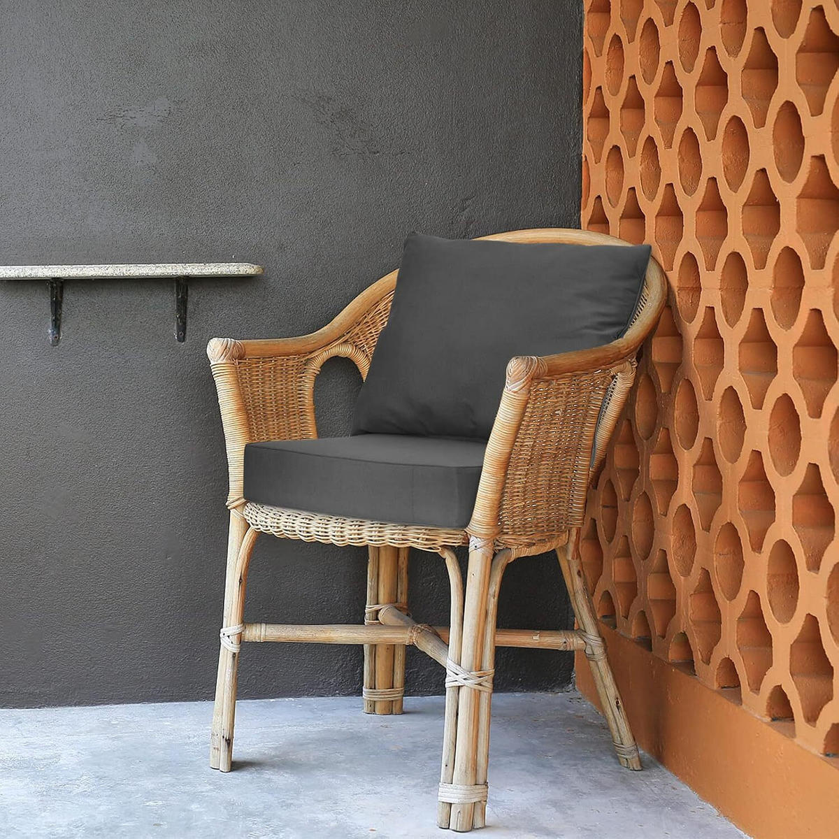 ZAHRADNÍ POLŠTÁŘ NA NÁBYTEK se sedacím a opěradlovým polštářem šedá barva - šedá, textil (60/55/60cm) - COSTWAY