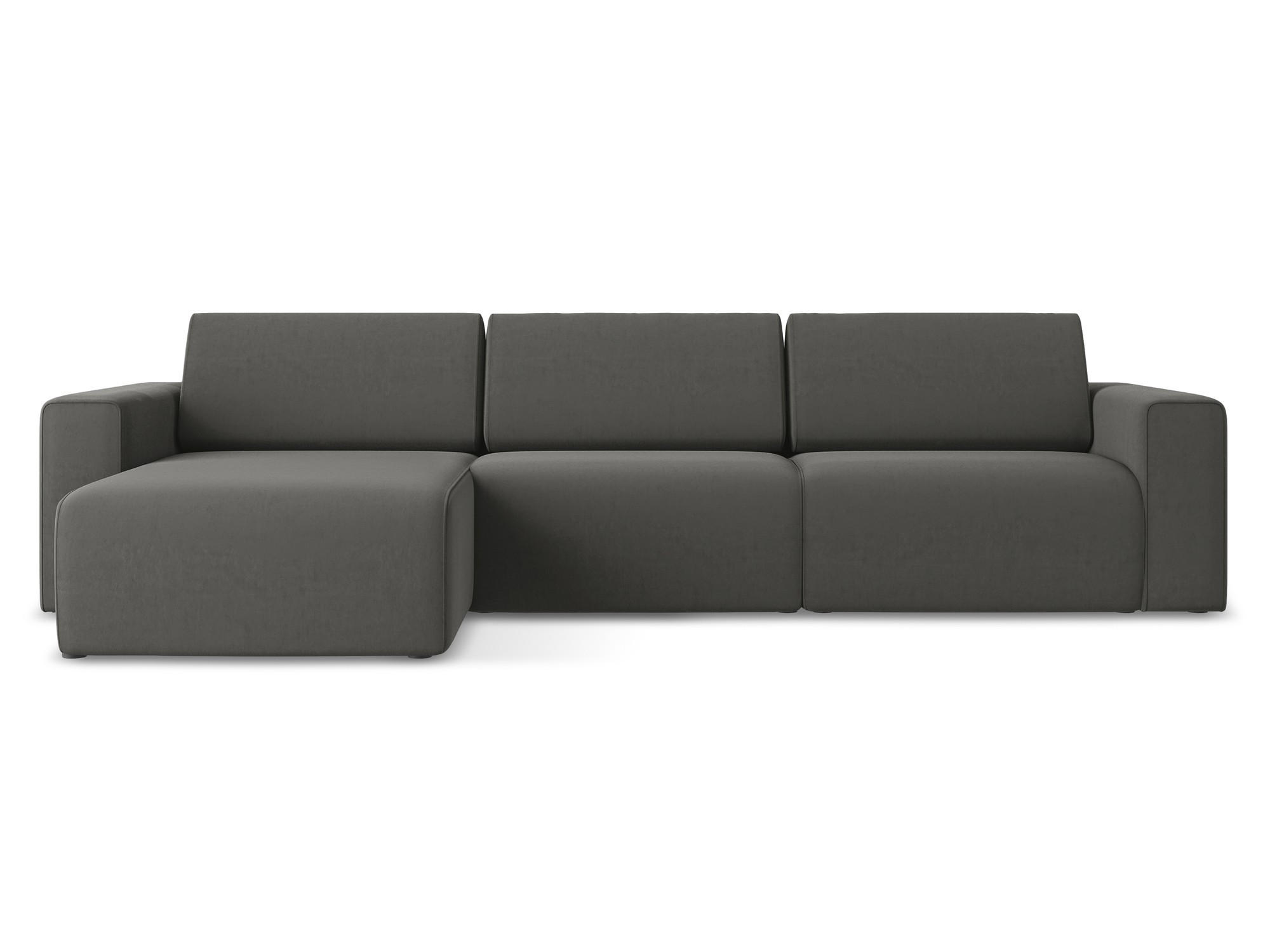 ECKSOFA Links Samt Stoff Grau - Dunkelgrau/Schwarz, Kunststoff/Textil (167/314cm) - Makamii