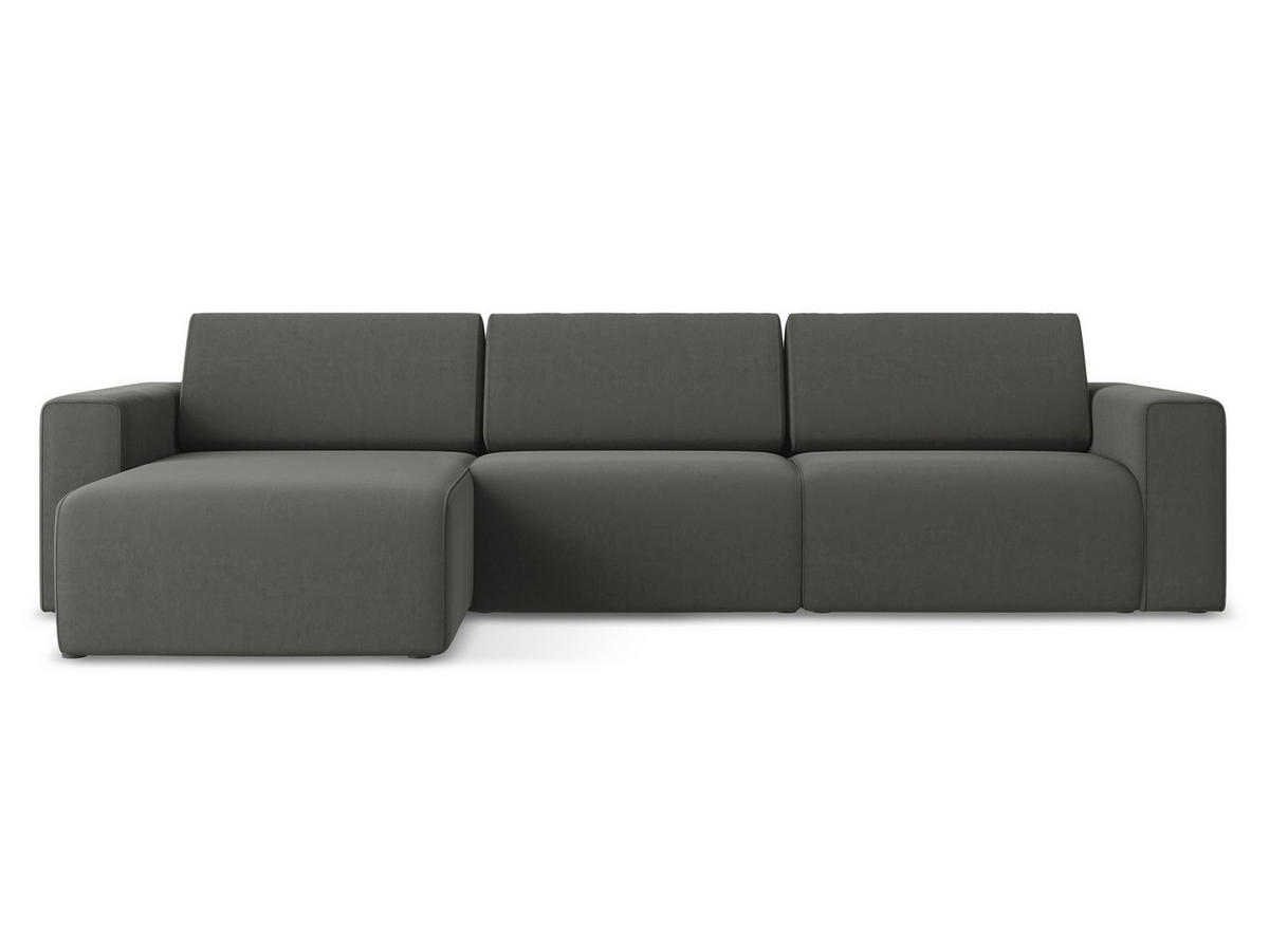 ECKSOFA Links Samt Stoff Grau - Dunkelgrau/Schwarz, Kunststoff/Textil (167/314cm) - Makamii