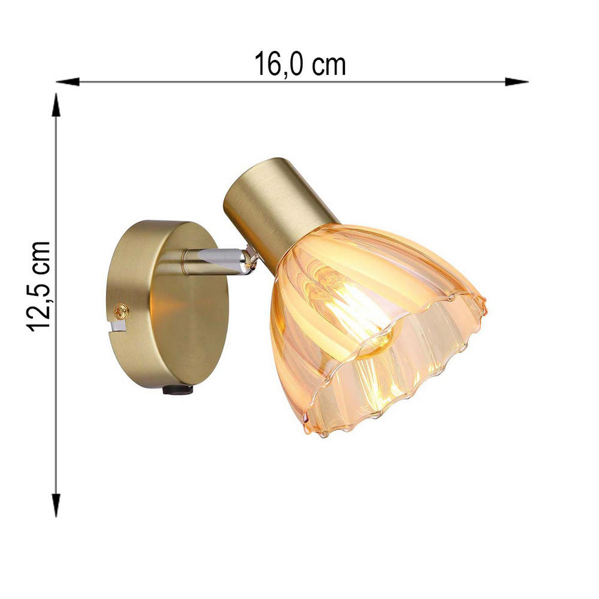 WANDLEUCHTE Metall Glas Messing - Messingfarben, Glas (10/12.5/16cm) - Globo Lighting