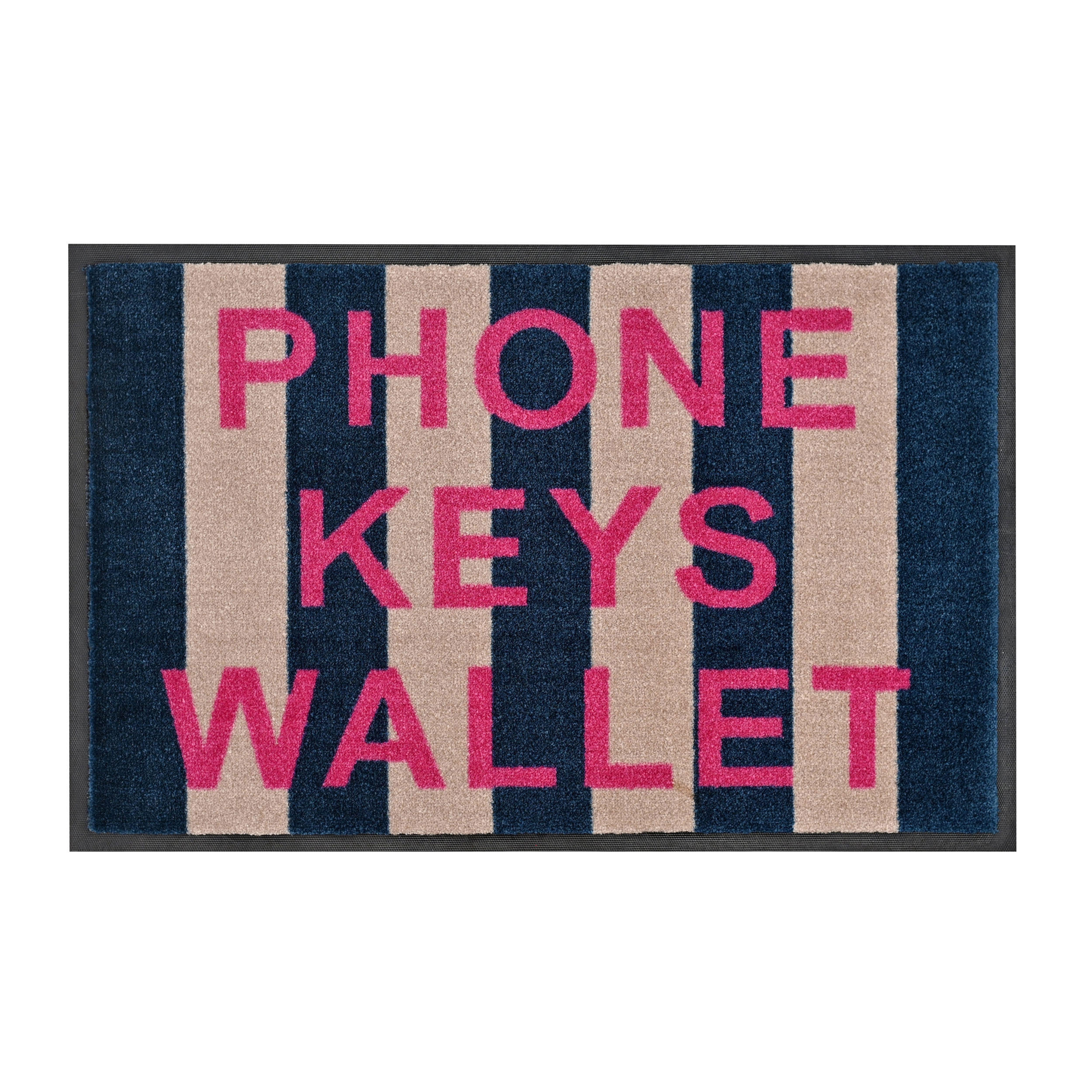FUSSMATTE Washables Phone Keys Wallet, Polyamid, Gummirücken, Blau, Beige, 75 x 50 cm - Blau, Naturmaterialien (1/50cm) - Gift Company