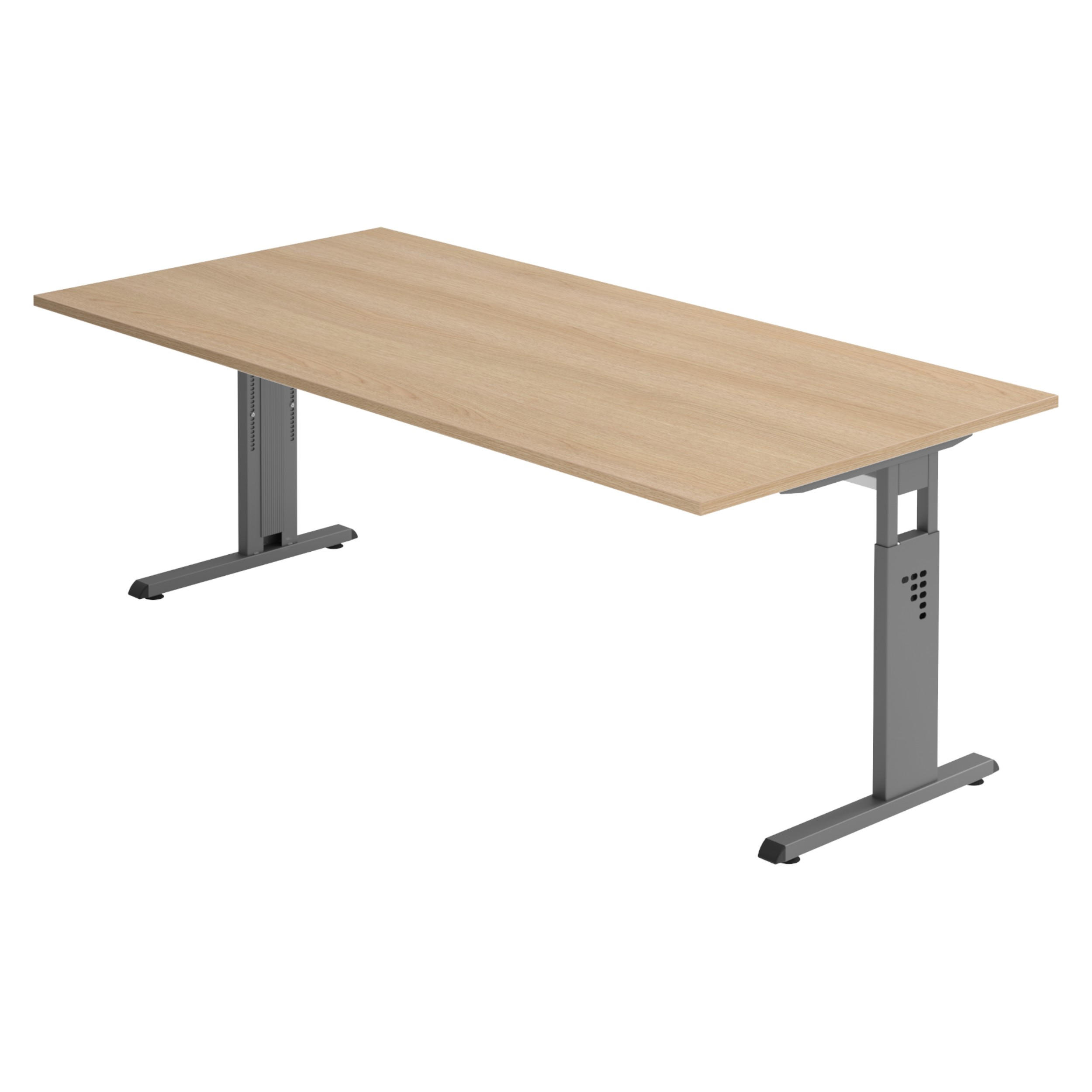 SCHREIBTISCH Serie-O 100/200/74 cm in Eichefarben/Graphitfarben - Eichefarben/Graphitfarben, Holzwerkstoff (100/200/74cm) - bümö