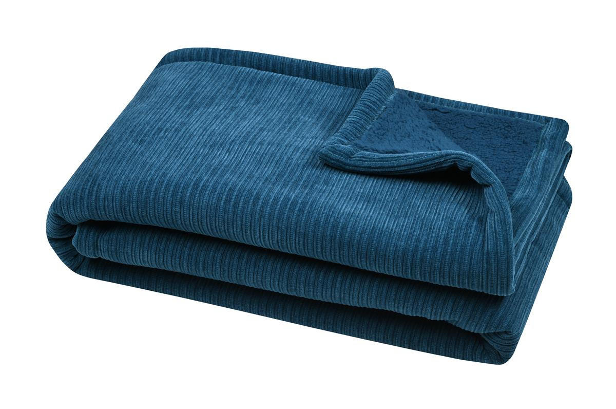 PLÜSCHDECKE Clayton 130/160 cm - Blau, Textil (160/130cm)