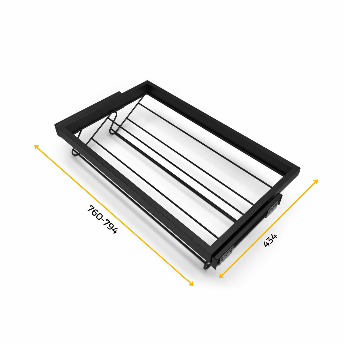 METALL SCHUH-REGAL set und Rahmen mit sanften Schließen Auszüge für Garderobe, verstellbar, Modul 800mm, Schwarz strukturiert - Schwarz, Metall (77.5/15/52.5cm) - EMUCA