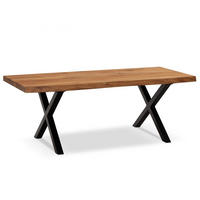 COUCHTISCH Braun Massivholz Akazie Baumkante 120x60x46cm, Metallbeine X-Form - Schwarz/Akaziefarben, Holz/Metall (60/120/46cm) - KADIMA DESIGN