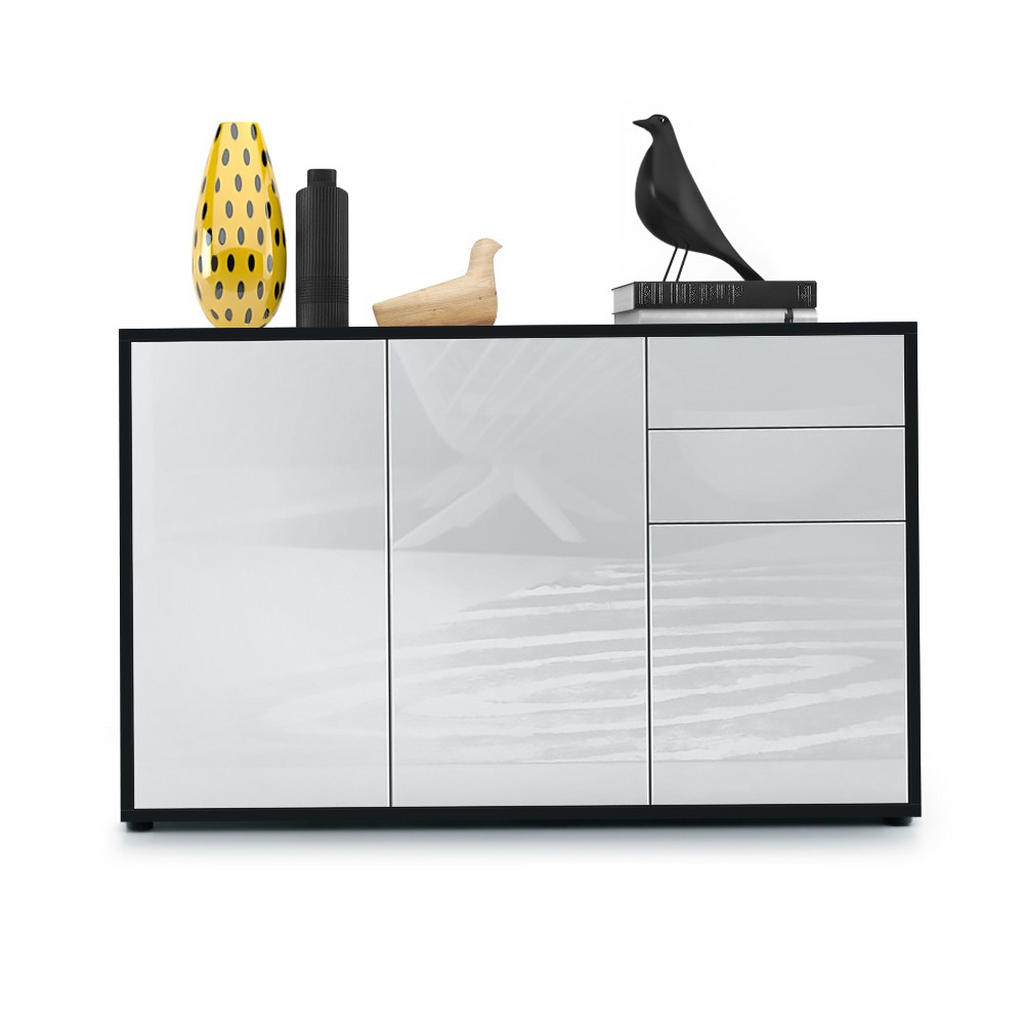 Thumbnail - Vladon Kommode, Weiß Hochglanz, Holzwerkstoff, 117x74x36 cm, Wohnzimmer, Kommoden & Sideboards, Kommoden