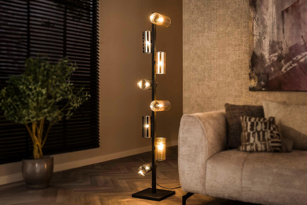 STEHLAMPE MALLAWI Schwarz Glas - Schwarz, Glas (30/30/175cm) - KAWOLA