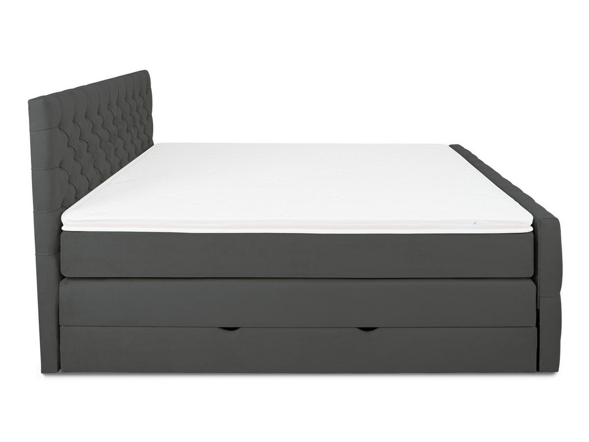 BOXSPRINGBETT Victoria Anthrazit 160 /200 cm H2/H3 Samt - Anthrazit, Textil (160/200cm) - wonello