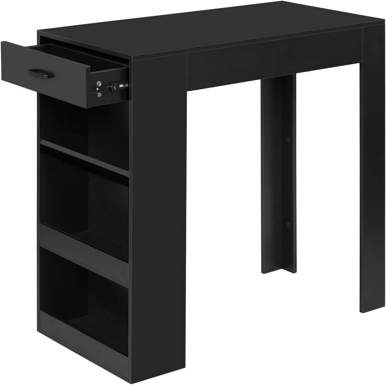 BARTISCH mit 1 Schublade 3 Ablagen, Weinregal, Schwarz - Schwarz, Holzwerkstoff (100/100/50cm) - Woltu