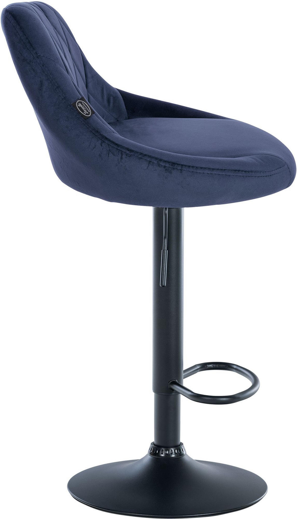 BARHOCKER 2er Set Samt blau - Blau/Schwarz, Textil/Metall (46/83/49cm) - CLP