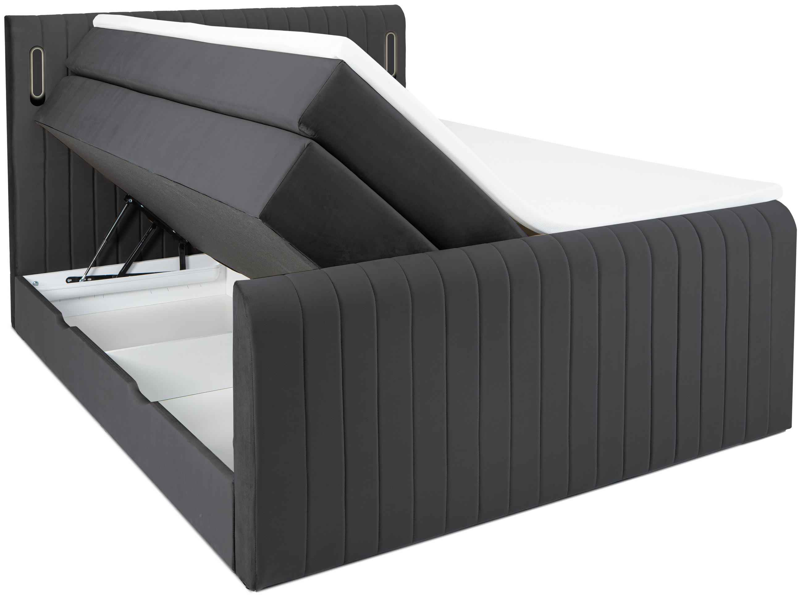 BOXSPRINGBETT FLY anthrazit 160/200 cm H3/H4 Samt - Anthrazit, Textil (160/200cm) - wonello