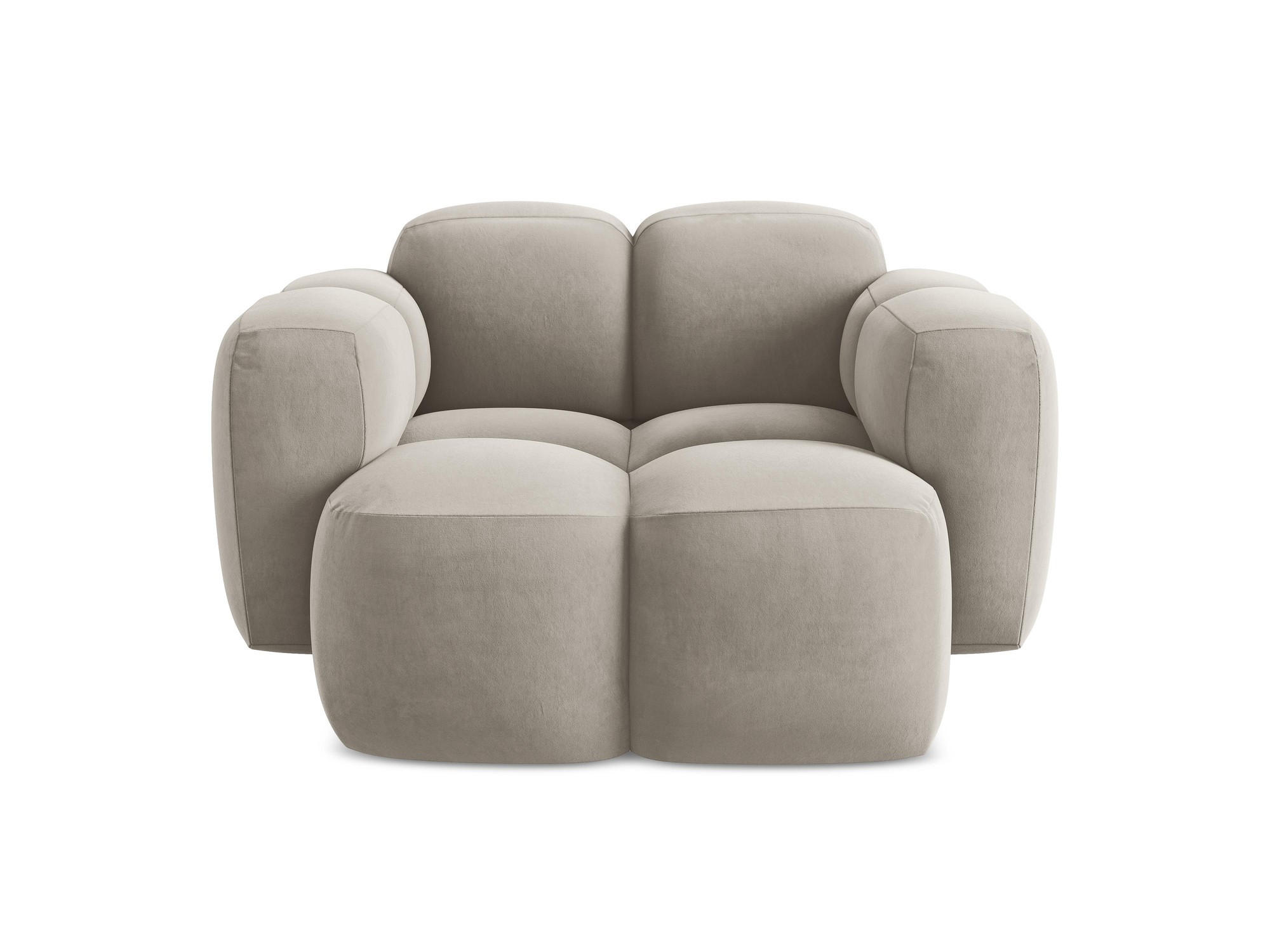 SESSEL Samt Stoff Grau - Taupe/Schwarz, Holzwerkstoff/Kunststoff (120/72/115cm) - Makamii