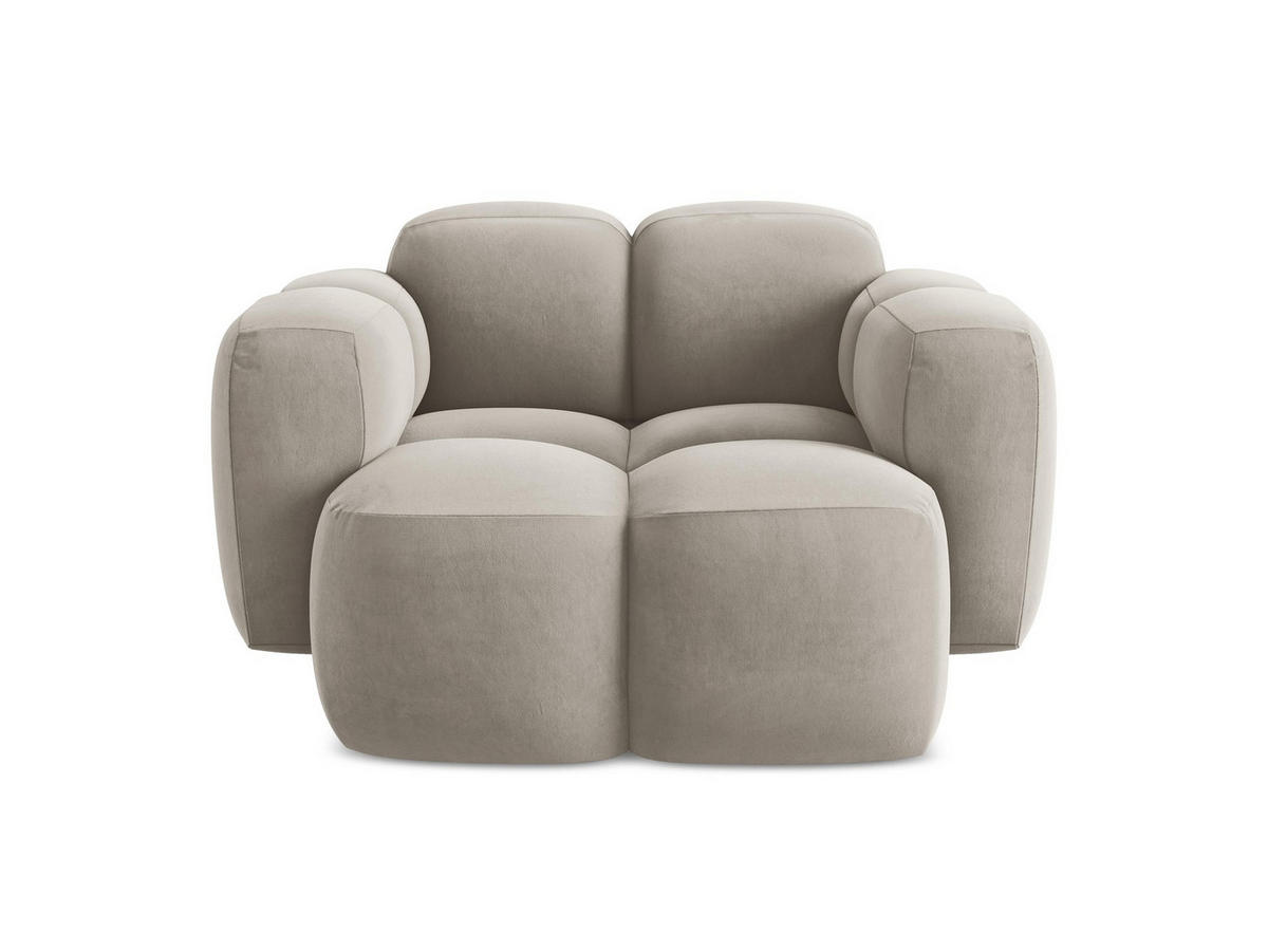 SESSEL Samt Stoff Grau - Taupe/Schwarz, Holzwerkstoff/Kunststoff (120/72/115cm) - Makamii