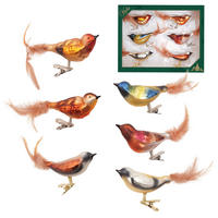 CHRISTBAUMSCHMUCK Wintervögel Mehrfarbig 9cm (Glas / 6 Stk.) - Multicolor, Glas (4/5/9cm) - Krebs Glas Lauscha