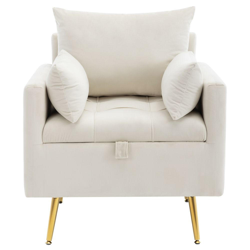 SESSEL in Beige Samt mit Goldenen Metallbeinen - Beige, Textil (71/76/71cm) - KOMHTOM