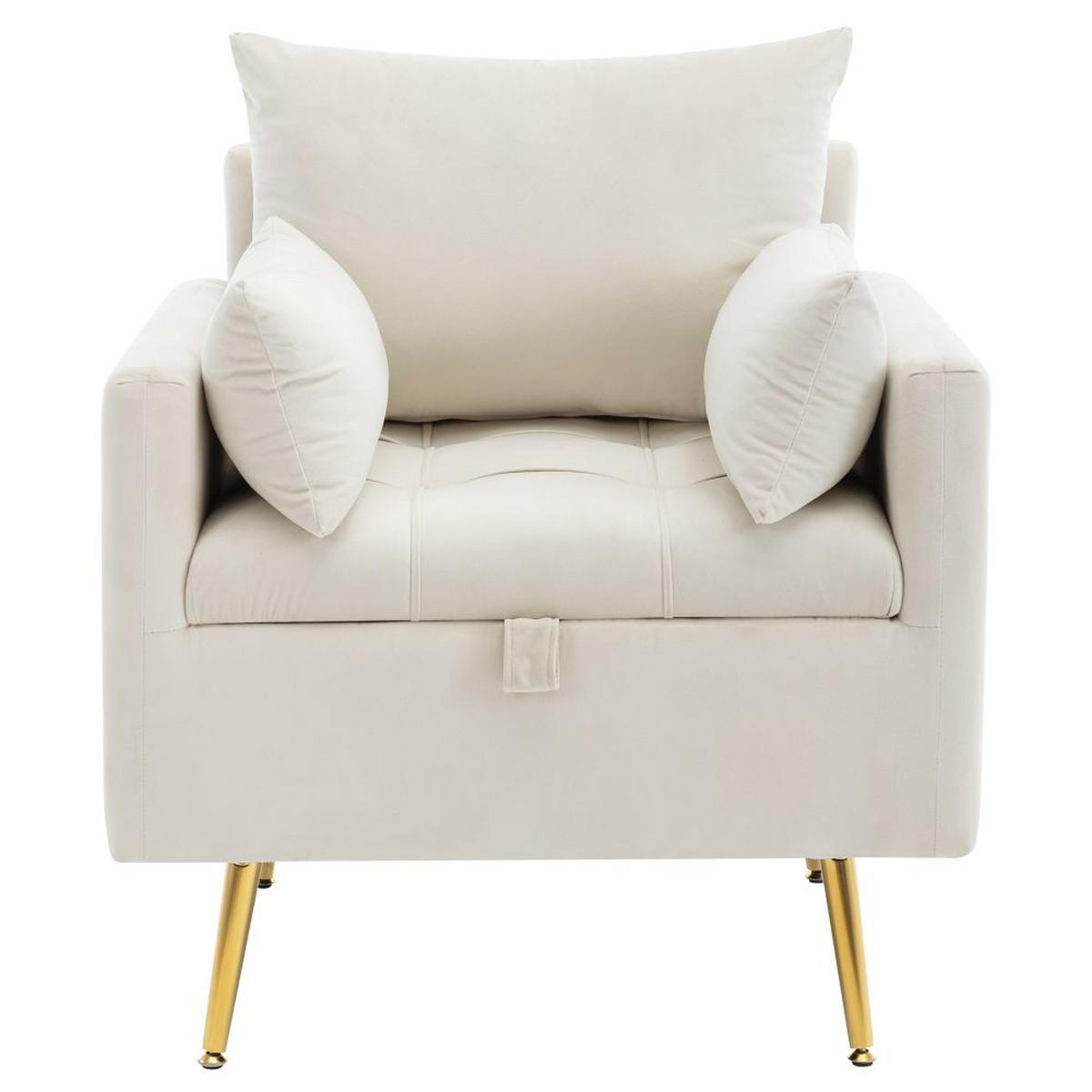 SESSEL in Beige Samt mit Goldenen Metallbeinen - Beige, Textil (71/76/71cm) - KOMHTOM
