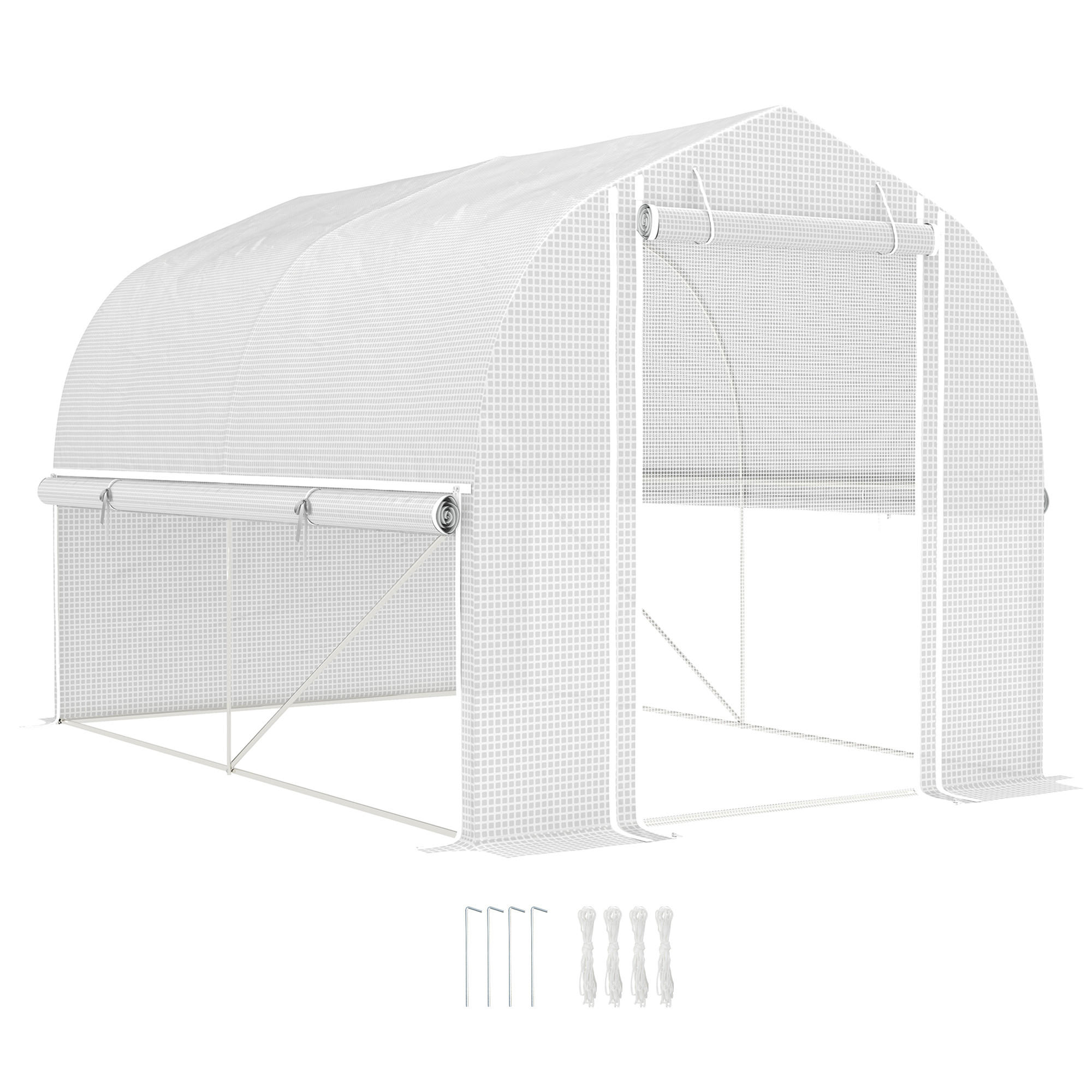GEWÄCHSHAUS, 300L x 200B x 200H cm - Weiß, Kunststoff/Metall (200/200/300cm) - Outsunny