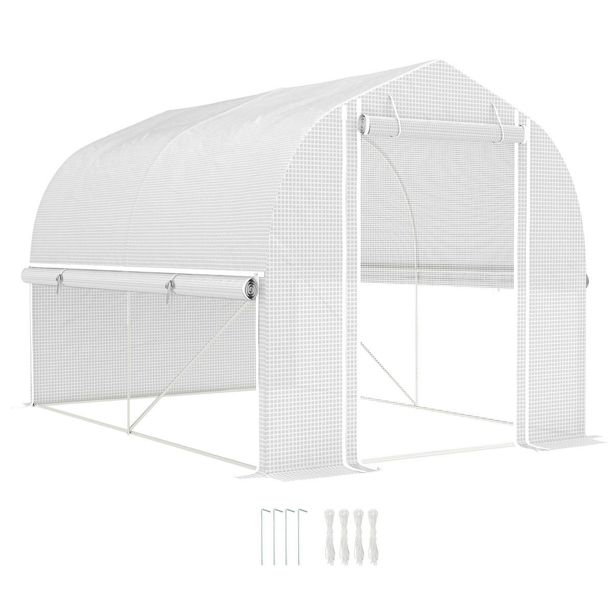 GEWÄCHSHAUS, 300L x 200B x 200H cm - Weiß, Kunststoff/Metall (200/200/300cm) - Outsunny