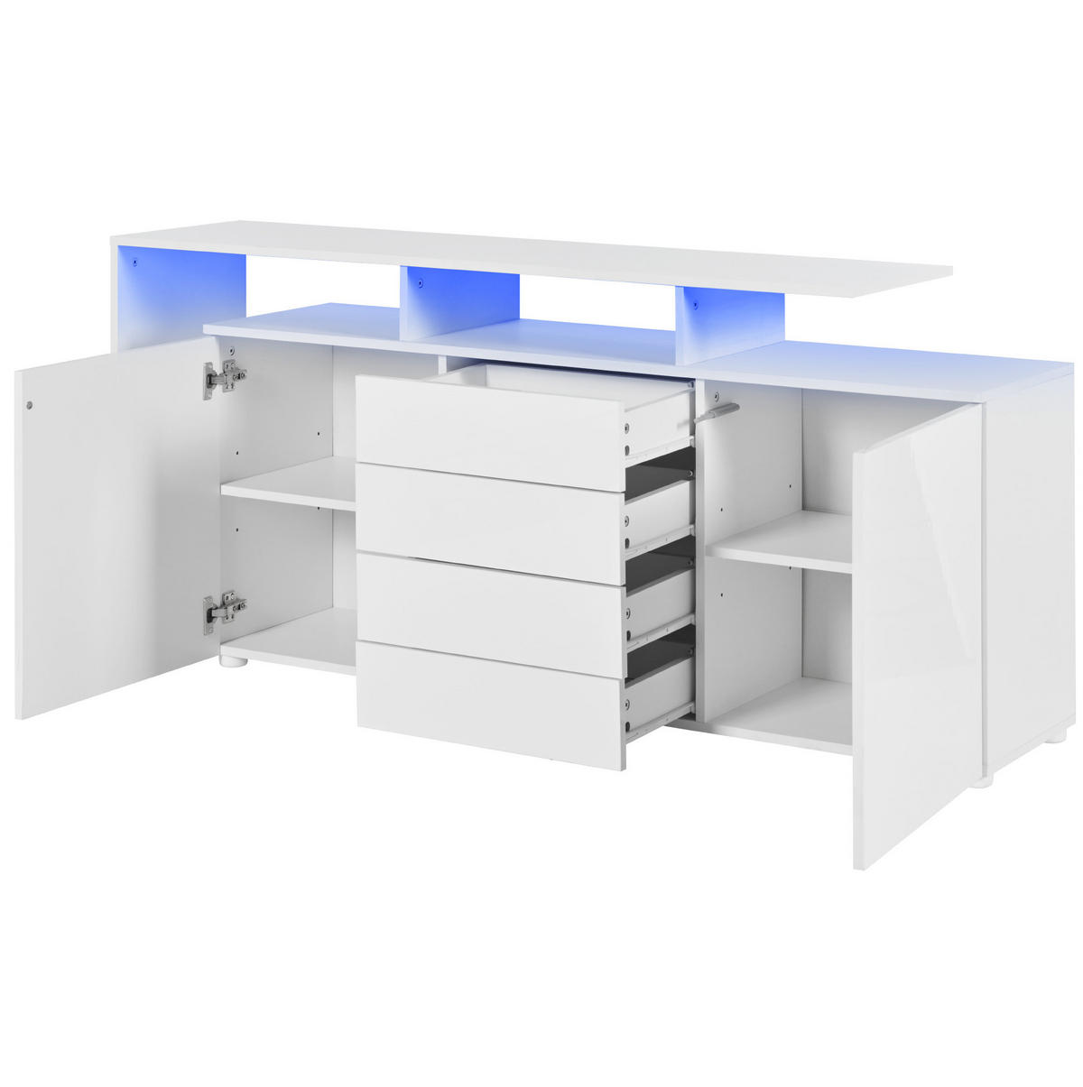 SIDEBOARD 160/35/70 cm Weiß aus Spanplatte mit LED - Weiß, Holzwerkstoff (35/70/160cm) - OKMYHOME