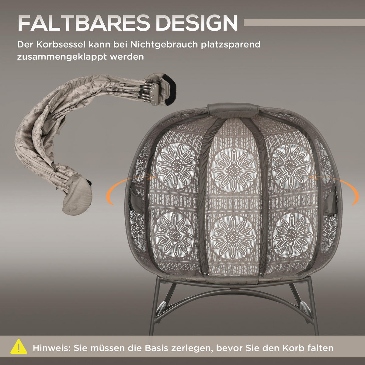 GARTENSTUHL, Stahl, Sand - Sandfarben, Metall (75/142/126cm) - Outsunny