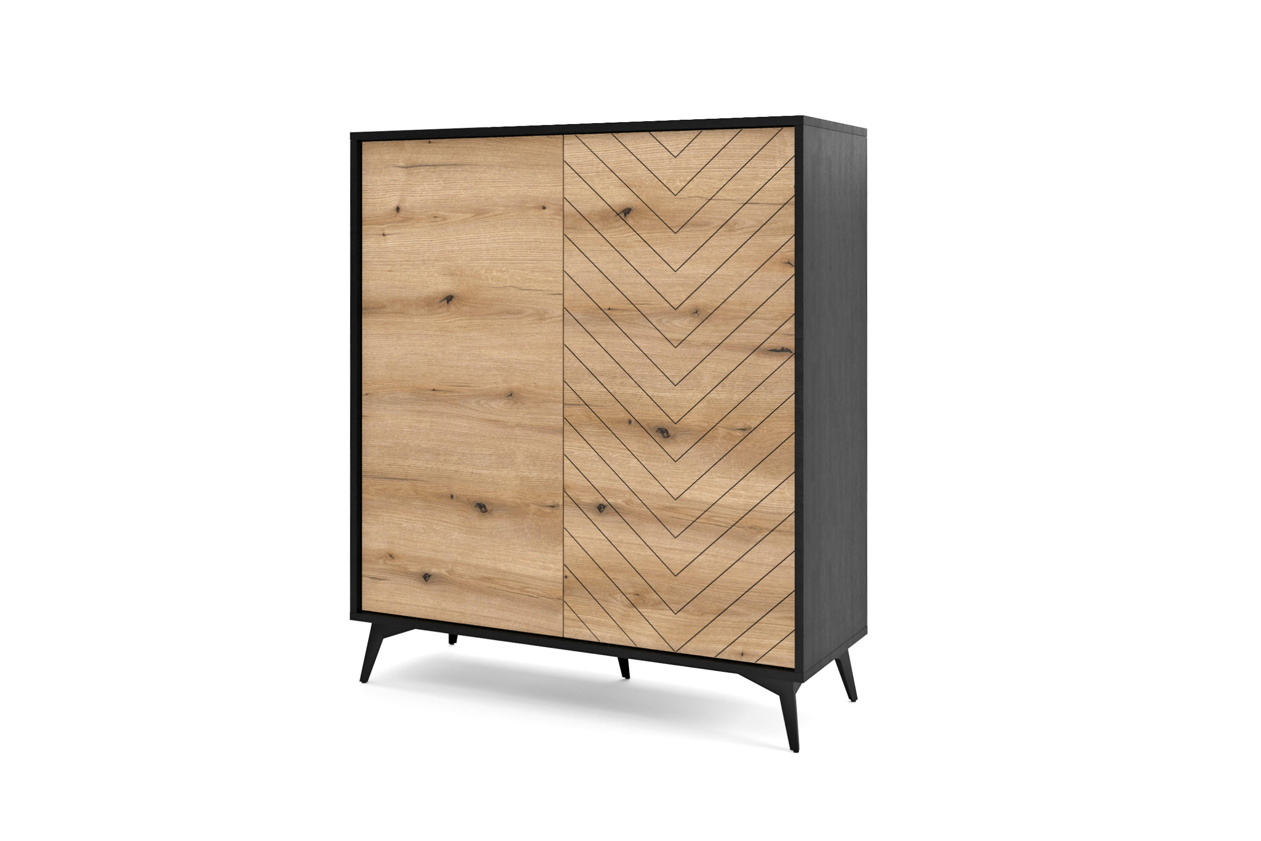 HIGHBOARD Diamond Eiche Evoke, Schwarze Beine - Eichefarben/Schwarz, Holzwerkstoff (104/119/39cm) - Bettso
