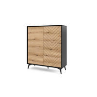 HIGHBOARD Diamond Eiche Evoke, Schwarze Beine - Eichefarben/Schwarz, Holzwerkstoff (104/119/39cm) - Bettso
