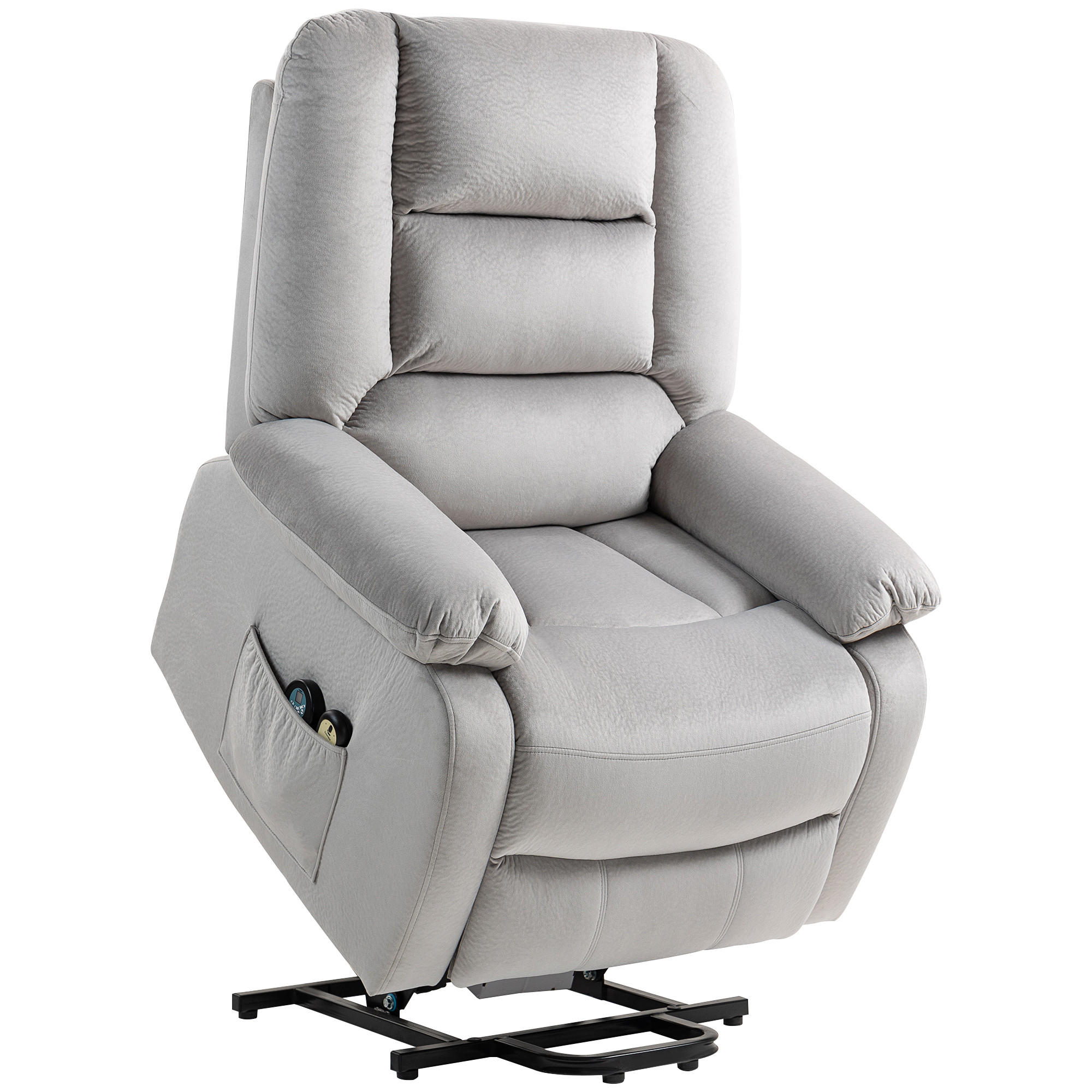 ELEKTRISCHER-AUFSTEHSESSEL Polyester Schaumstoff Hellgrau - Hellgrau/Schwarz, Textil/Metall (90/110/93cm) - HOMCOM