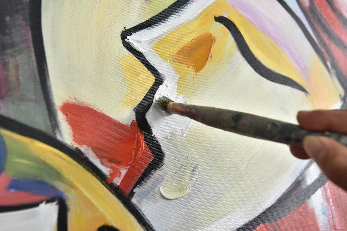 ÖLGEMÄLDE 80/80 cm - Multicolor, Holz/Textil (1.48/80cm) - KUNSTLOFT