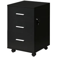ROLLCONTAINER DE-14417 3 Schubladen abschließbar Schwarz - Schwarz, Holzwerkstoff (40/62/40cm) - ComfortXL