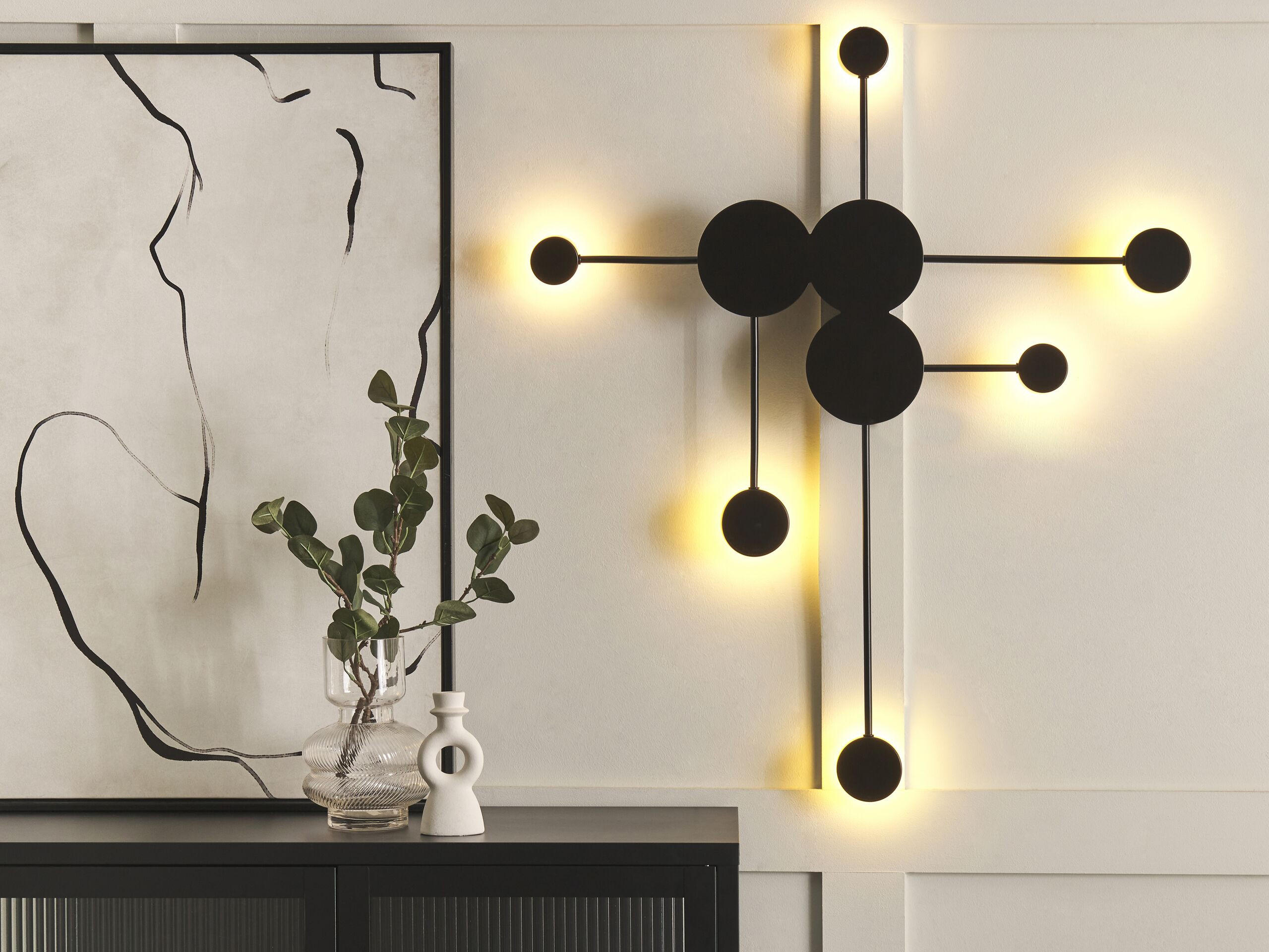 WANDLEUCHTE Mariato 10/78/90 cm - Schwarz, Metall (78/90/10cm) - Beliani