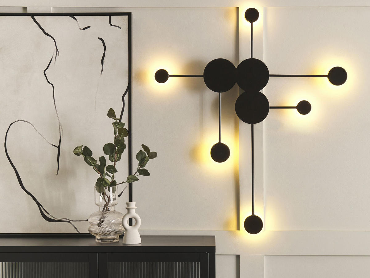WANDLEUCHTE Mariato 10/78/90 cm - Schwarz, Metall (78/90/10cm) - Beliani