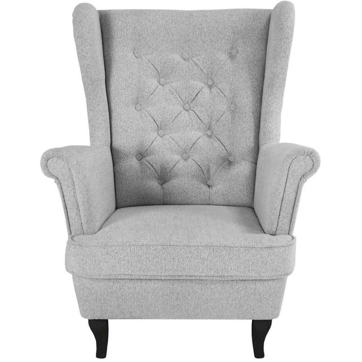 CHESTERFIELD-SESSEL Falco hellgrau mit Wenge Holzbeinen - Silberfarben, Holz/Textil (82/102/92cm) - Beautysofa