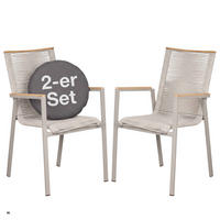 GARTENSTÜHLE stapelbar 2er Set Alicante - Beige, Metall (57/90/60cm) - Mr. Deko
