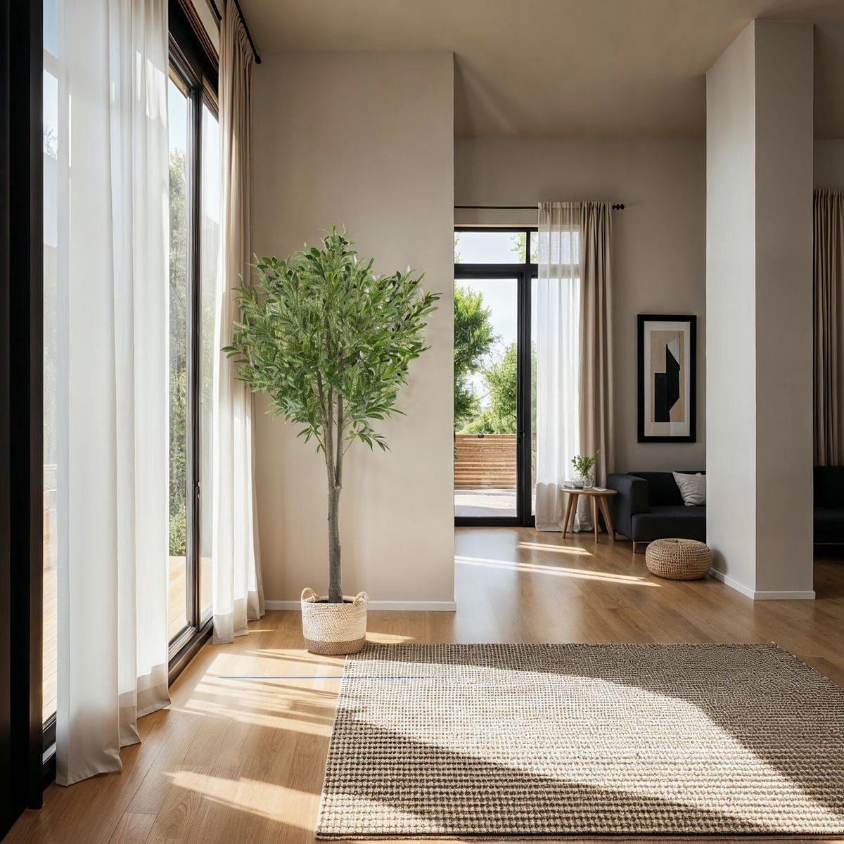 KÜNSTLICHER-OLIVENBAUM Oleand,stabiler Kunststoff-Blumentopf,grün - Grün, Kunststoff (150cm) - tectake