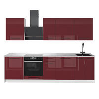 KÖK Fame-Line, Bordeaux högblank/Vit, 280 cm AP Marble - Vit/Bordeaux, Träbaserade material (280/206.8/60cm) - Vicco