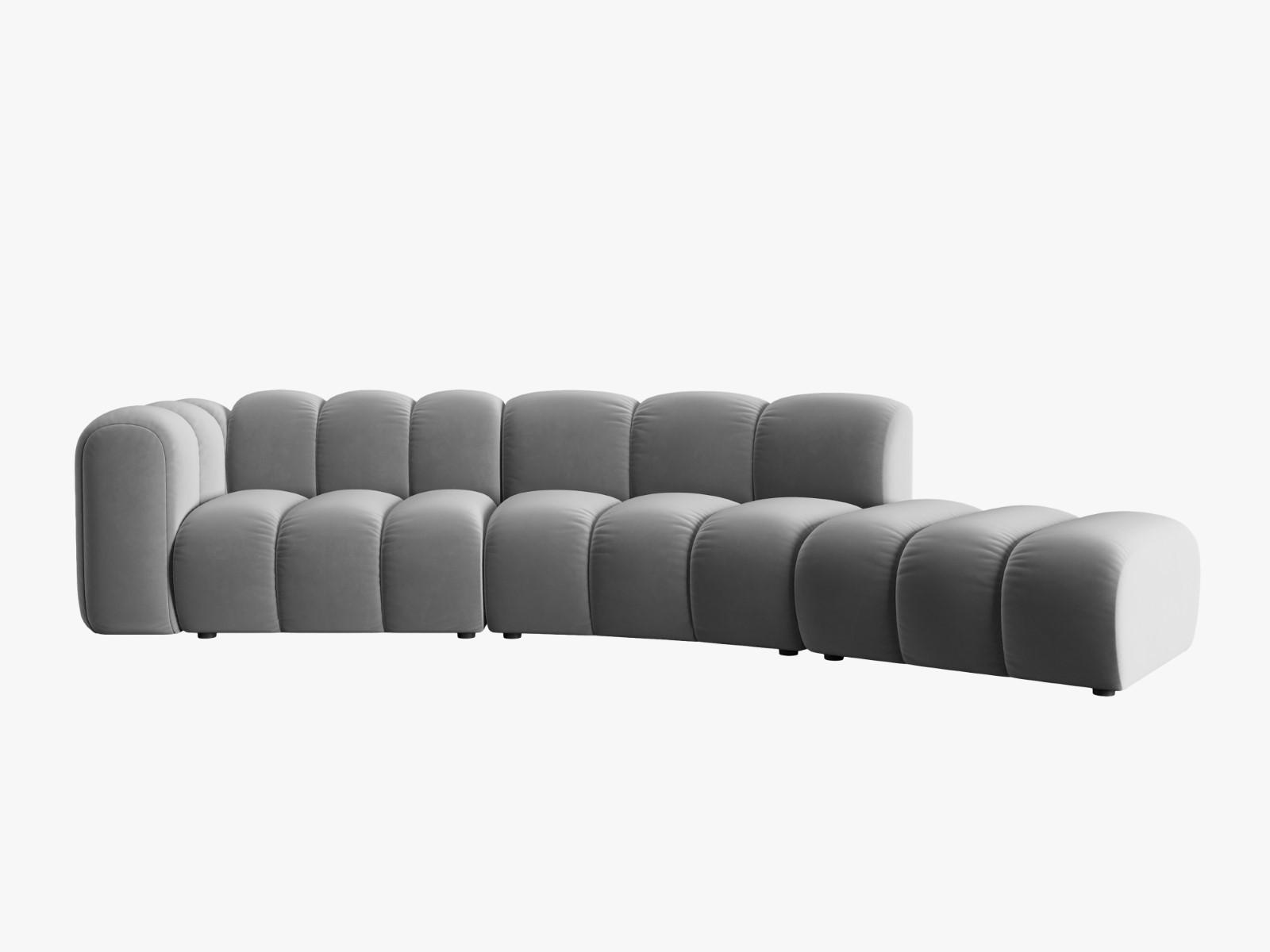 SOFA modular rechts Lupine aus Samt grau 5 Sitzplätze - Grau, Textil (166/70/335cm) - Micadoni