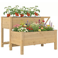 HOCHBEET DE-07822 2-stufig, erhöht, mit Vliesstoff Hellbraun - Braun, Holz (119.5/76.5/102cm) - ComfortXL