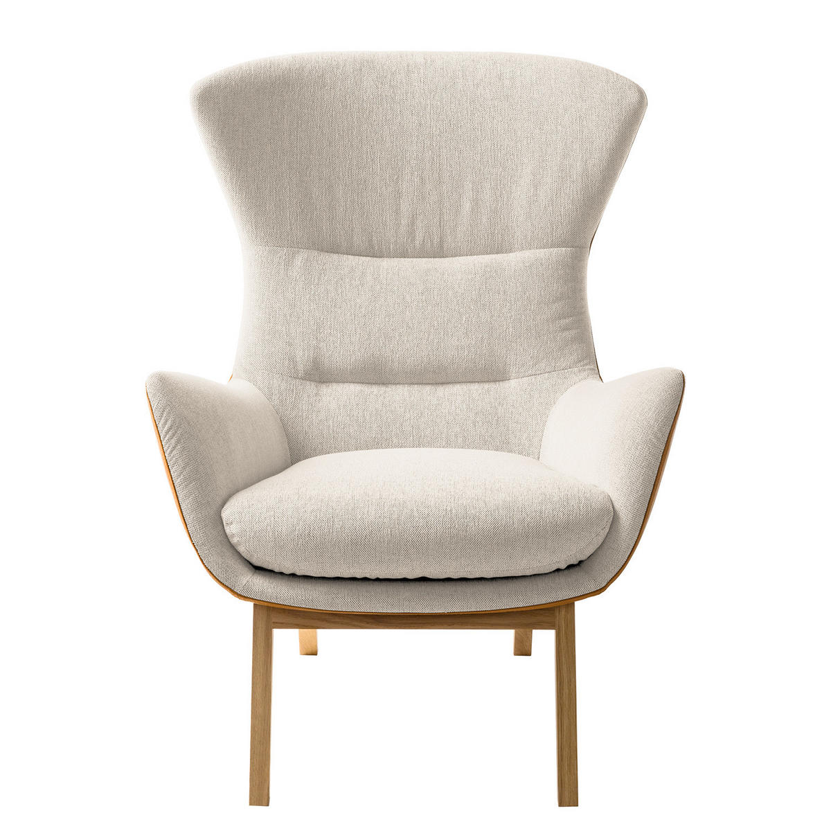 SESSEL mit Holzfüßen - Eichefarben/Cognac, Eichenholz/Textil (84/99/96cm) - home24