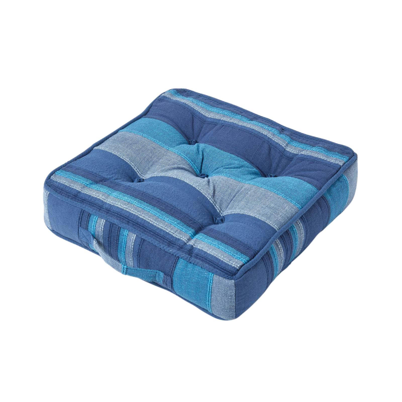 SITZKISSEN Morocco blau gestreift 40/40/8 cm - Blau, Textil (40/40/8cm) - Homescapes