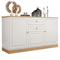 SIDEBOARD in Weiß Kommode mit 3 Türen, viel Stauraum und Doppelschubladen für Wohn- und Esszimmer, B135.5/T39/H76cm - Weiß, Holzwerkstoff/Metall (135.5/76/39cm) - STILVORA