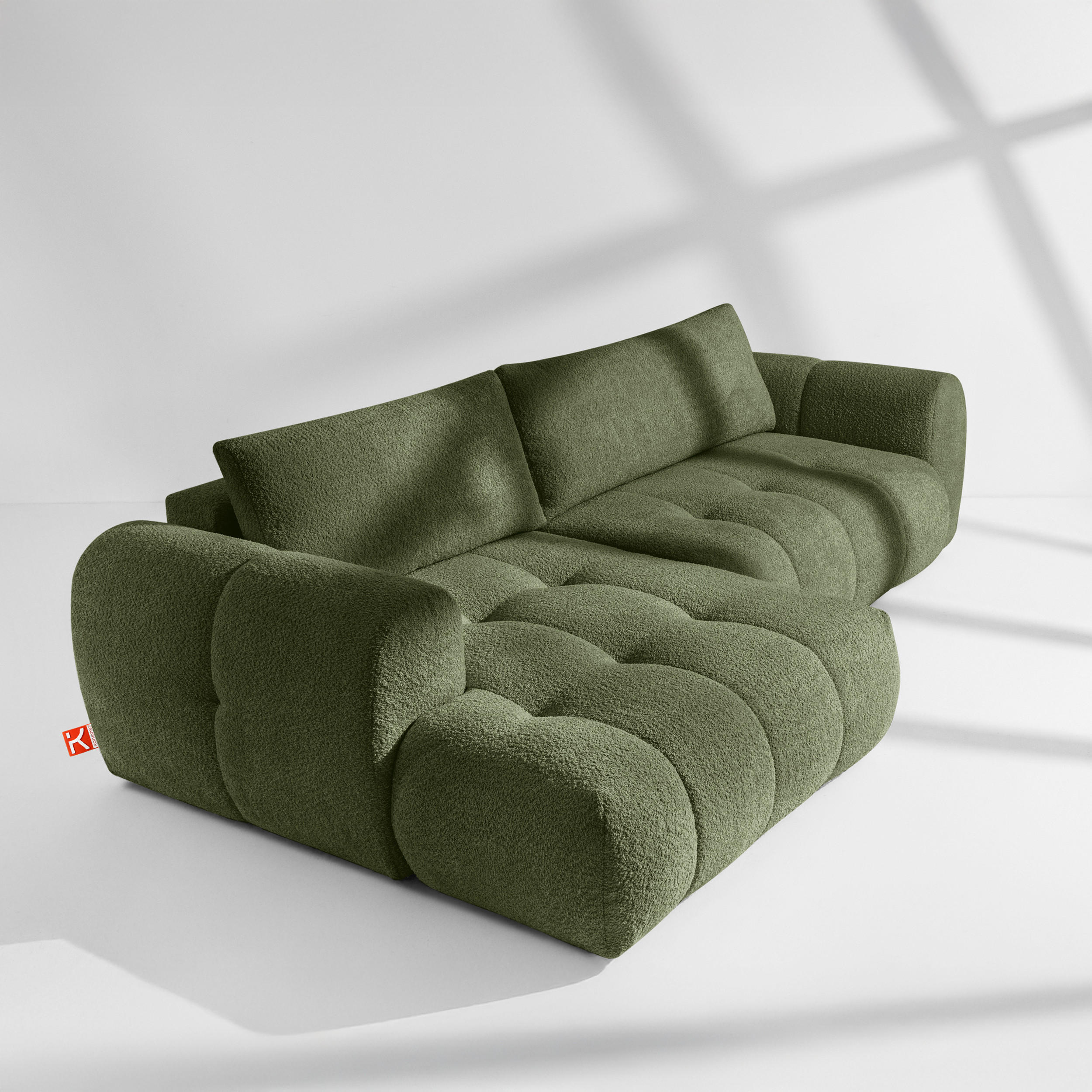 Thumbnail - Konsimo® Ecksofa, Olivgrün, Holz, Textil, Holzwerkstoff, L-Form, 295x112 cm, Wohnzimmer, Sofas & Couches, Wohnlandschaft...