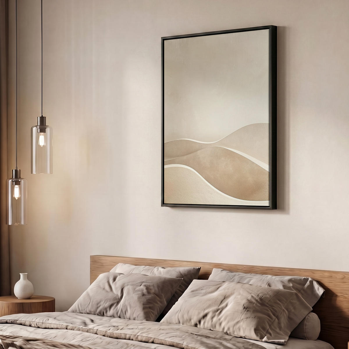 LEINWAND Bilder mit Rahmen - Beige - Natur - Abstrakt - Modern - 60x80 - Beige, Textil (60/80cm) - MuchoWow
